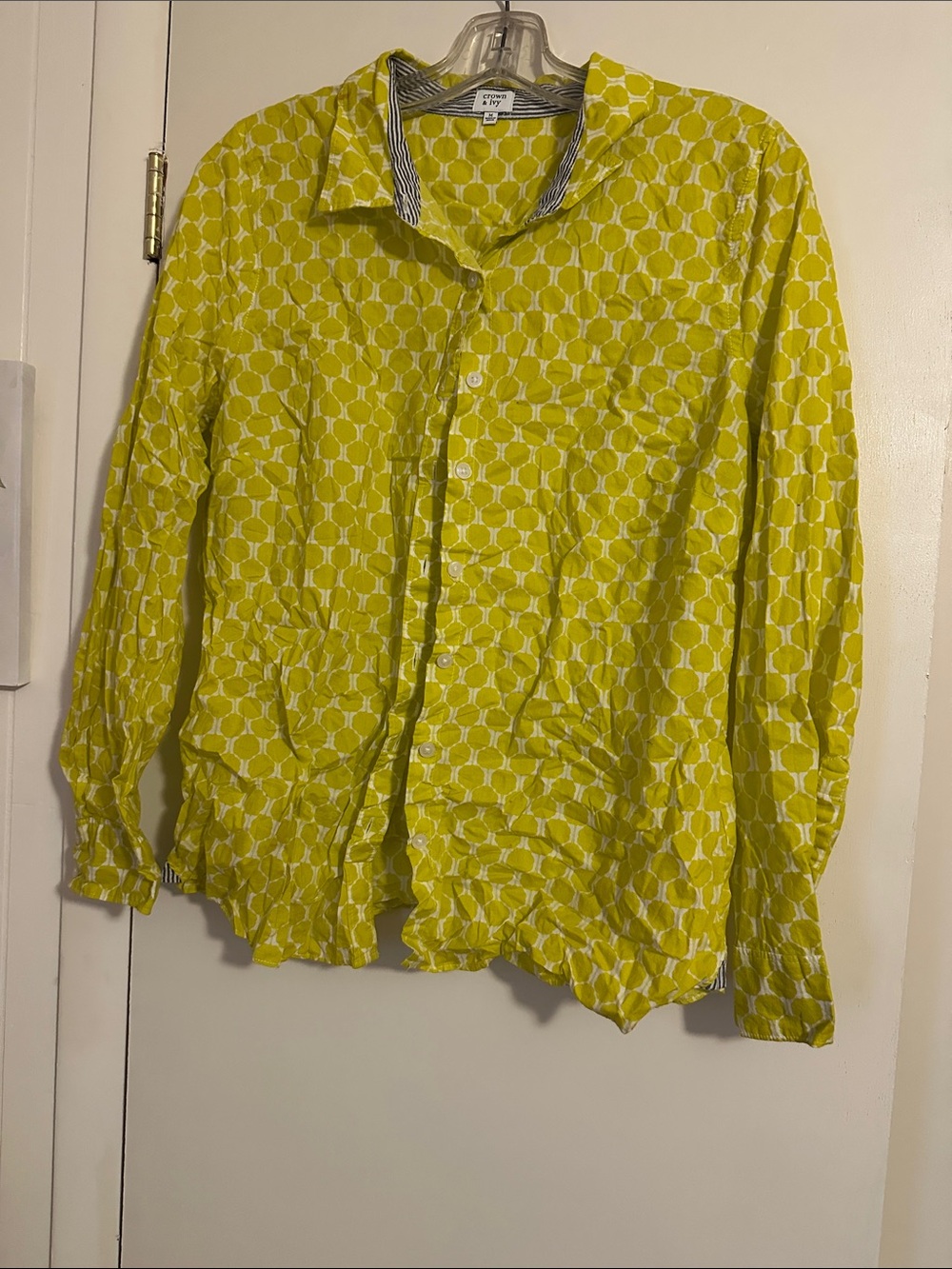 crown & ivy Yellow Geometric Button-Down Shirt